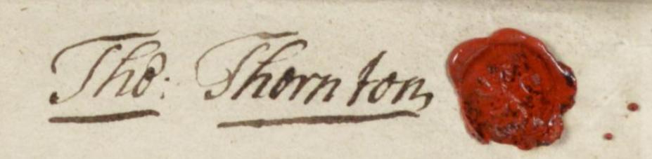 Signature - Thomas Thornton 1722